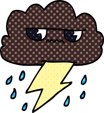 Bir insan tarafından çizilmiş karalama gökgürültüsü hava bulutu