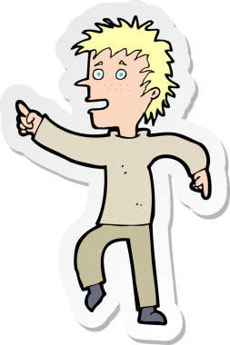 Bir insan tarafından çizilmiş mutlu bir adamın çıkartması.