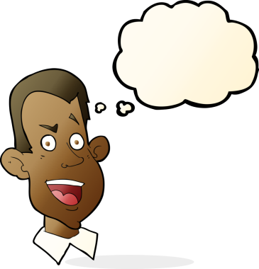 Bir insan tarafından çizilmiş düşünce baloncuklu erkek yüzü.