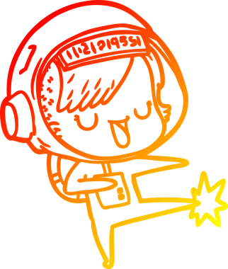 Bir insan tarafından çizilmiş bir astronot kadın çizgi çizimi.