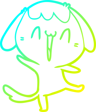 Bir insan tarafından çizilmiş şirin bir çizgi köpeğin soğuk gradyan çizgisi.