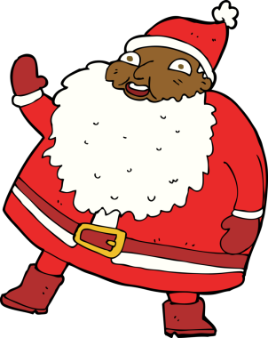 Bir insan tarafından çizilmiş komik bir Noel Baba çizgi filmi.