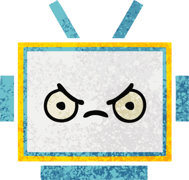 Bir insan tarafından çizilmiş robot kafasının retro çizim tarzı karikatürü