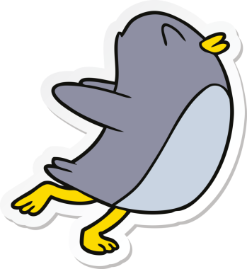 Bir insan tarafından çizilmiş bir penguen etiketi.