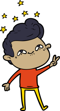 Bir insan tarafından çizilmiş heyecanlı bir çizgi film.