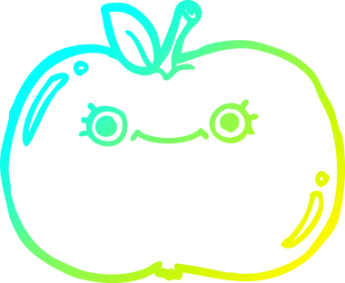 Bir insanın çizdiği elma çizgi romanının soğuk gradyan çizimi.