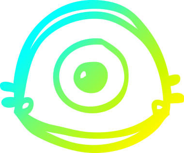 Bir insan tarafından çizilmiş mavi bir çizgi film çizimi.