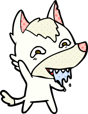 Bir insan tarafından çizilmiş aç kurt çizgi filmi.