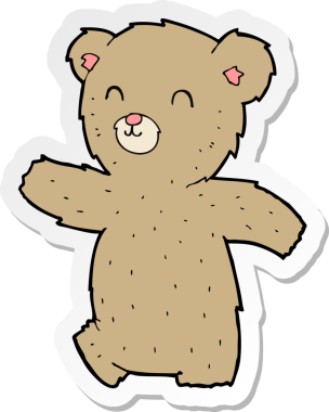 Bir insan tarafından çizilmiş şirin bir oyuncak ayının çıkartması.