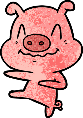 Bir insan tarafından çizilmiş sinir bozucu domuz dansı.