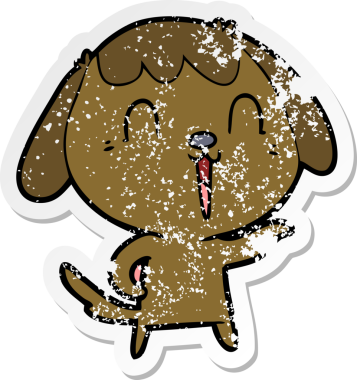 Bir insan tarafından çizilmiş bir karikatür köpeğinin sıkıntılı çıkartması.