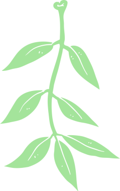 Bir insan tarafından çizilmiş düz renk çizgi film yaprakları