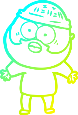 Bir insan tarafından çizilmiş sakallı bir karikatür çizimi.