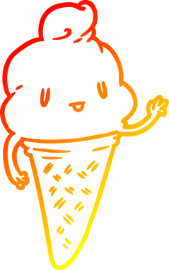 Bir insan tarafından çizilmiş güzel bir dondurmanın sıcak çizgi çizimi