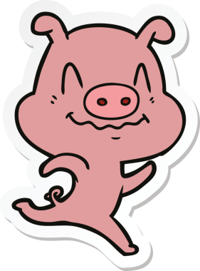 Bir insan tarafından çizilmiş sinirli bir domuzun çıkartması.