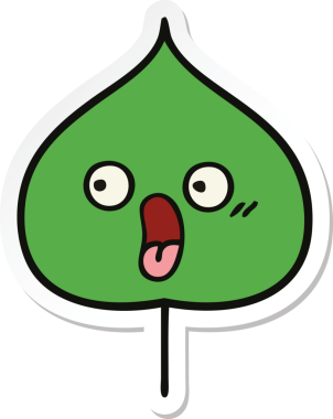 Bir insan tarafından çizilmiş sevimli bir çizgi film yaprağının çıkartması.