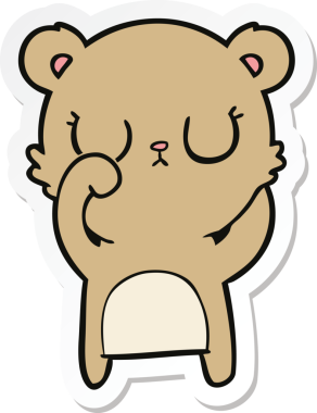 Bir insan tarafından çizilmiş barışçıl bir çizgi film ayısının çıkartması.