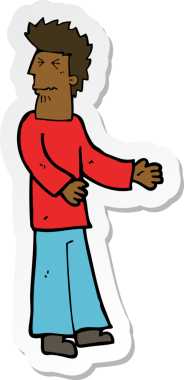 Bir insan tarafından çizilmiş tiksindirici bir karikatür çıkartması.