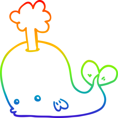 gökkuşağı gradyan çizgisi bir insan tarafından çizilmiş bir karikatür balinası