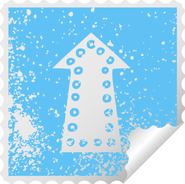 Bir insan tarafından çizilmiş sıkıntılı kare soyma etiketi ilginç sembol oku