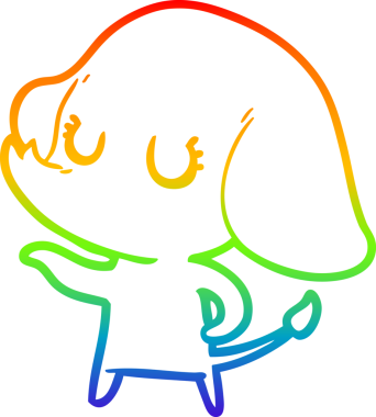 Gökkuşağı gradyan çizgisi bir insan tarafından çizilmiş şirin bir fil çizimi