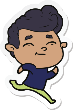 Bir insan tarafından çizilmiş koşu çizgi filmindeki bir adamın çıkartması.