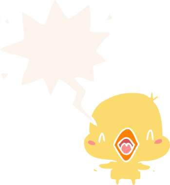 bir insan tarafından çizilmiş, konuşma baloncuklu çizgi film mutlu kuşu.