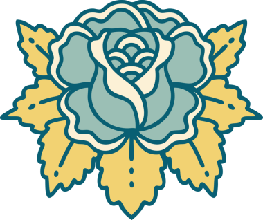 Bir insan tarafından çizilmiş bir gülün ikonik dövme şekli