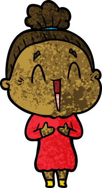 Bir insan tarafından çizilmiş mutlu yaşlı kadın çizgi filmi.