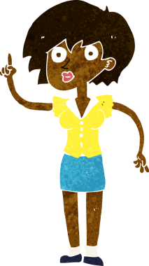 Bir insan tarafından çizilmiş sorusu olan çizgi film kadını.