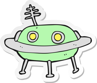 Bir insan tarafından çizilmiş uzaylı uzay gemisinin çıkartması.