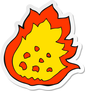 Bir insan tarafından çizilmiş yanan bir çizgi filmin çıkartması.