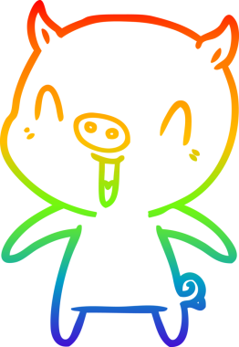 gökkuşağı gradyan çizimi mutlu çizgi domuz çizimi bir insan tarafından çizilmiş