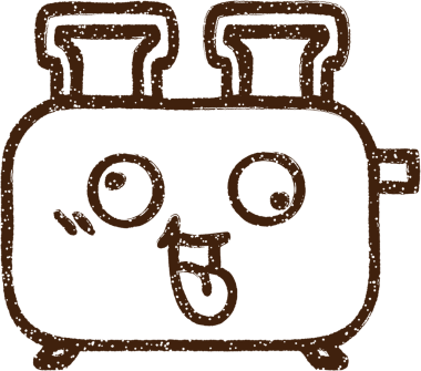 Bir insan tarafından çizilmiş komik tost makinesi kömürü.