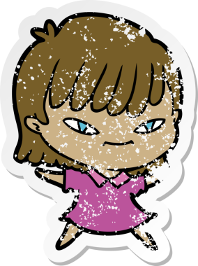 Bir insan tarafından çizilmiş karikatür bir kadının sıkıntılı çıkartması.