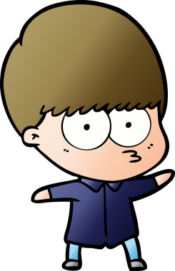 Bir insan tarafından çizilmiş tuhaf çizgi film çocuğu.