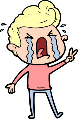 Bir insan tarafından çizilmiş ağlayan bir karikatür.