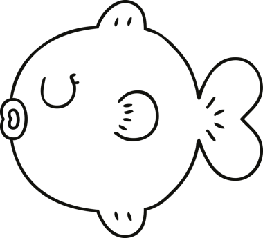 Bir insan tarafından çizilmiş garip karikatür balığı çizimi