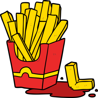 Bir insan tarafından çizilmiş abur cubur kızartmaları.