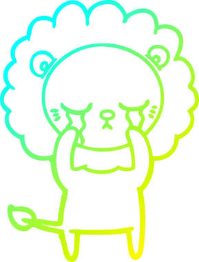 Bir insan tarafından çizilmiş ağlayan bir aslanın soğuk gradyan çizgisi.