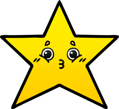 Bir insan tarafından çizilmiş altın yıldızın gölgeli karikatürü