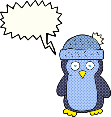 Bir insan tarafından çizilmiş serbest çizilmiş çizgi roman konuşma balonu pengueni.