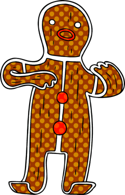 Bir insan tarafından çizilmiş zencefilli kurabiye adamın el çizimi karalaması.