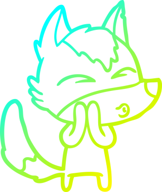 Bir insan tarafından çizilmiş bir kurt çizgi filminin soğuk gradyan çizimi