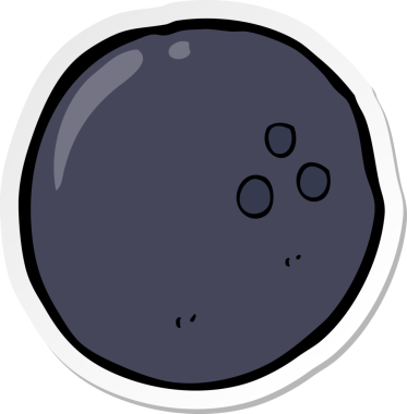 Bir insan tarafından çizilmiş bir bowling topunun çıkartması.