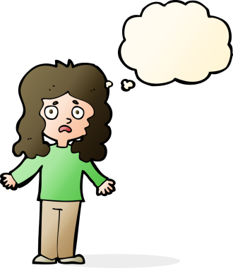 Bir insan tarafından çizilmiş düşünce balonu olan endişeli bir karikatür.