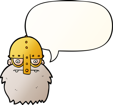 bir insan tarafından çizilmiş düzgün eğimli konuşma baloncuklu viking yüzü