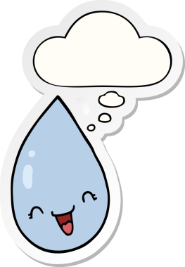 Düşünce baloncuklu karikatür yağmur damlası insan tarafından çizilmiş bir çıkartma.