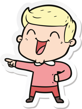 Bir insan tarafından çizilmiş bir karikatür adamın çıkartması.