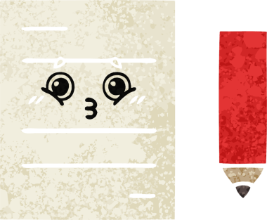 Bir insan tarafından çizilmiş bir test kağıdının retro çizim stili karikatürü